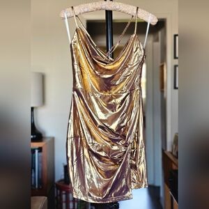 superdown Gold Metallic Mini Dress